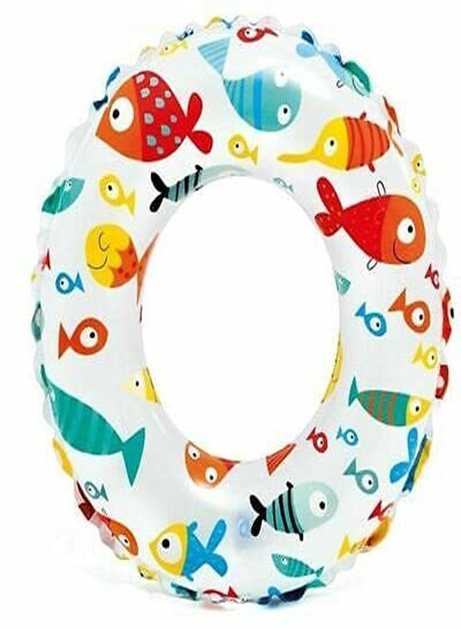 STACKRAID Fish Print Inflatable Swim Ring Blow Up Floating Raft Tube for Pool and Beach, Age 3 to 6 Years (Multicolour) - Image 1
